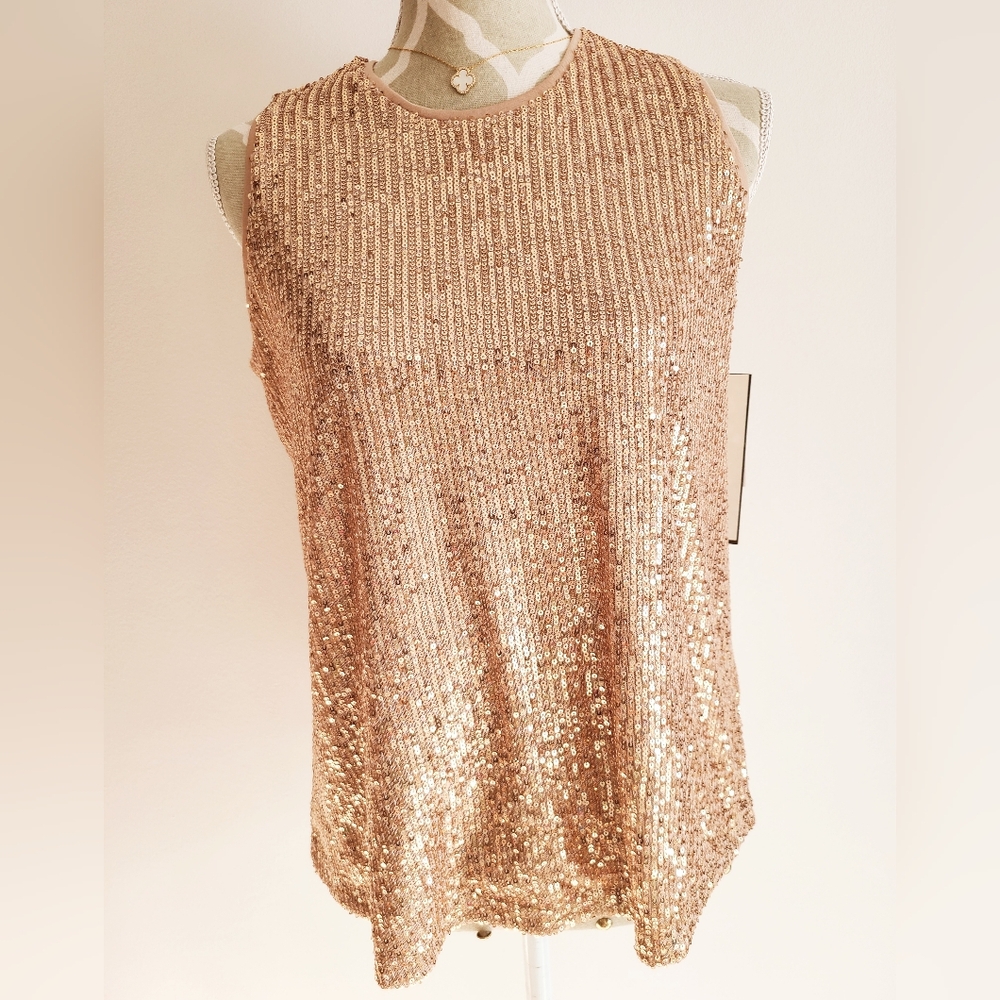 Gold Sequin Sleeveless Top